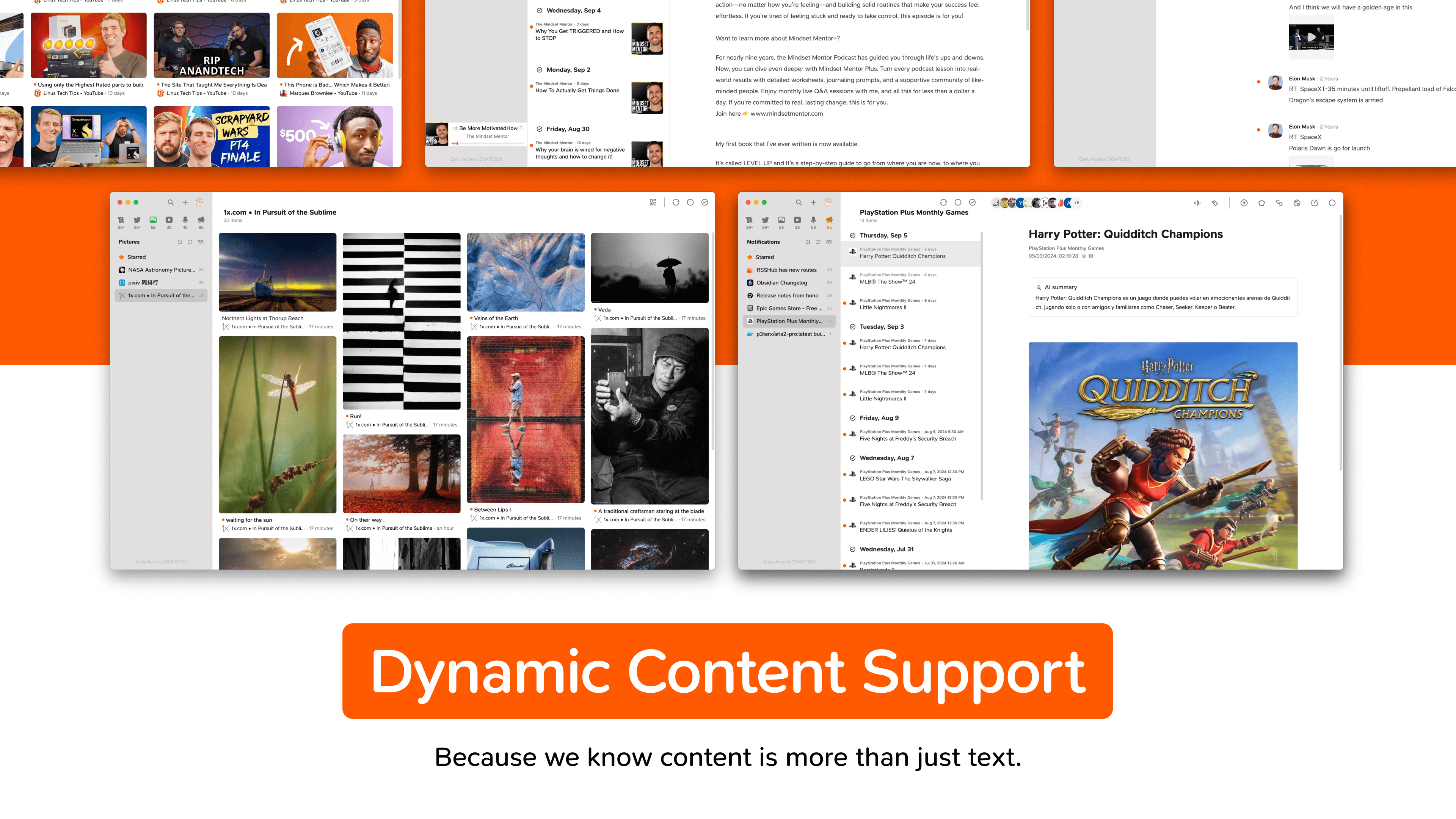 Screenshot of Dynamic Content Support